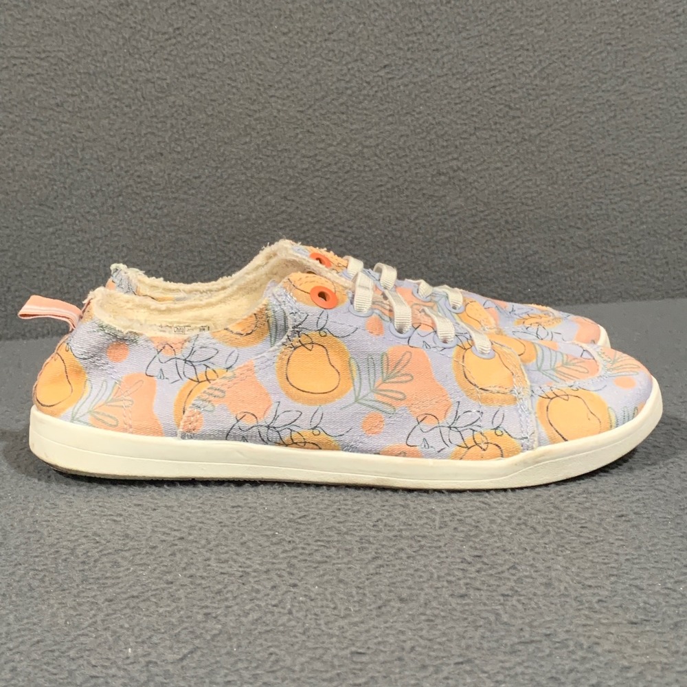 Vionic Pismo Sneakers Womens 9 Peach Citrus Floral Canvas Slip On Comfort Shoes
